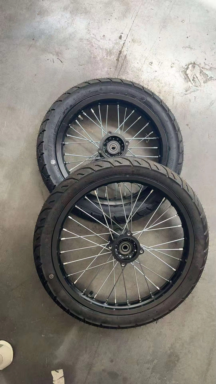 Yozma/Strike 17/14 supermoto wheelset black/chrome (preorder)