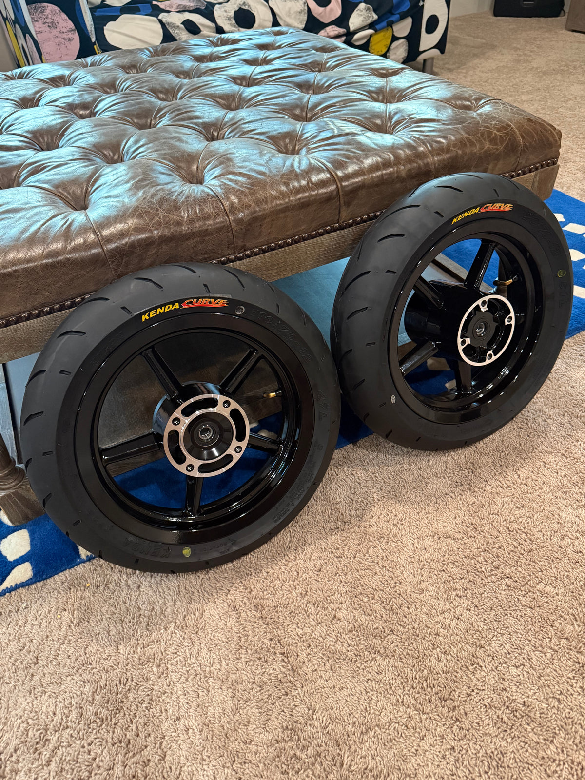 12” Supermoto Wheel Conversion Kit — Complete Front & Rear Set
Fits Yozma, Tuttio, Heybike, ETM RTR & Most Mini Moto Platforms