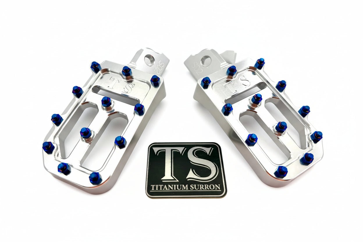 TS Custom Foot Pegs w/ Titanium Grips for Surron and Most Light E-moto